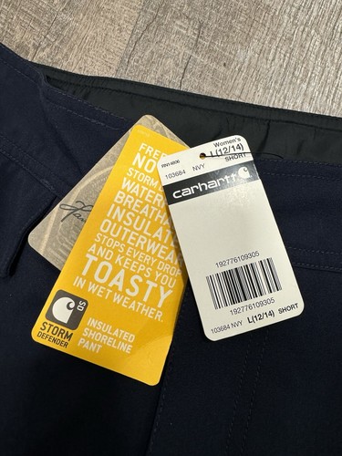 Pantaloni da neve Carhartt Storm Defender donna grandi 12 14 corti tasca isolata NUOVI - Foto 4 di 19