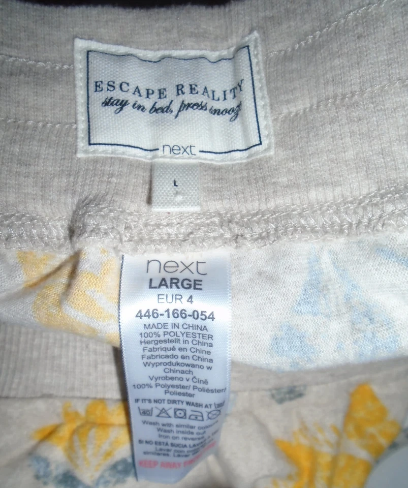 Pantalones de pijama Next Escape Reality conejitos beige polar PJ talla L 14/16 en muy buena condición Foto 4 de 4