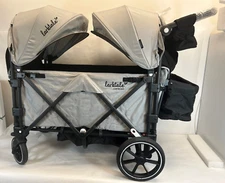 Larktale Caravan Quad Stroller, 4-Seater Wagon, 214 lb Capacity, Gray -damaged