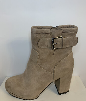 New - Women s Sun & Stone Veraa Taupe Micro Bootie Boots Size 6.5 M