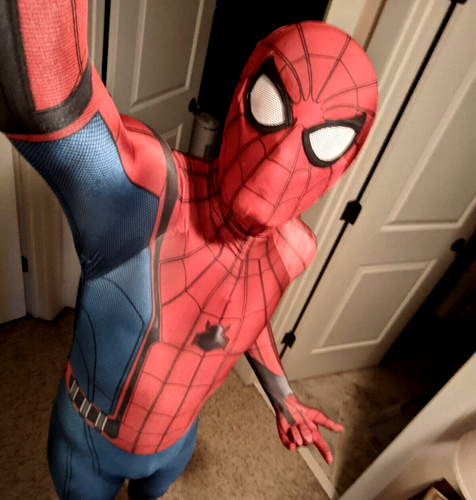 RPC Studios Mens Spiderman Cosplay Costume with Face Shell & Shoes Halloween