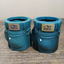 TWO Kool Buddies Busch Beer Single Can Koozie Vintage Blue 1992 Jeans
