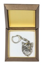Chihuahua Long-Haired - Silver-Plated Keychain With Dog In A Gift Box