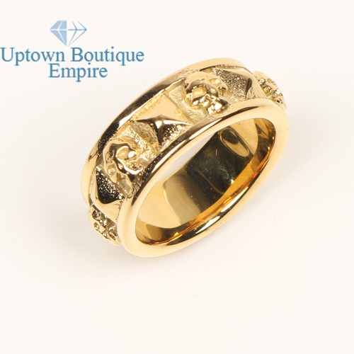 Men Gold/Silver Stainless Steel Gothic Motorcycle Skull Band Pinky Ring#14 - Picture 2 of 7