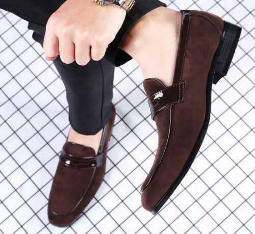 Hombres Mocasines de Gamuza Sin Cordones Informales Ropa de Trabajo Bombas Planos Cómodos Zapatos Negocios - Imagen 4 de 11