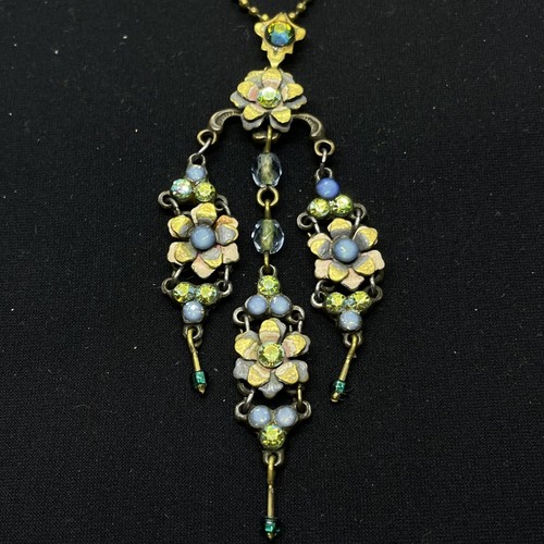 Collar Colgante Michal NEGRIN Cristales Flores Antigua Colección Hecho en Israel - Imagen 5 de 11