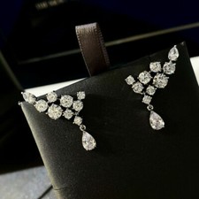 Fashion Silver Plated Drop Earrings Women Cubic Zirconia Jewelry Lab-Created