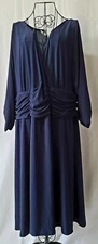 NY Collection Womens Ruched A-Line Party Cocktail Dress Blue Size 3X T22-475