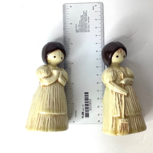 Vintage Two Girls with Braids Praying Broom House Work Salt Pepper Shakers - Picture 3 of 5