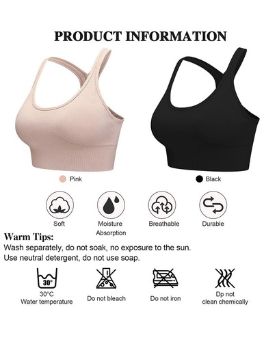 Sport-BH Damen schwarz Racerback Sport-BHs mittlere Low-Impact-Unterstützung XL Größe - Bild 5 von 7