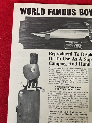 Vintage 1977 World Famous Bowie Knife Print Ad -Ad Only - Picture 4 of 7
