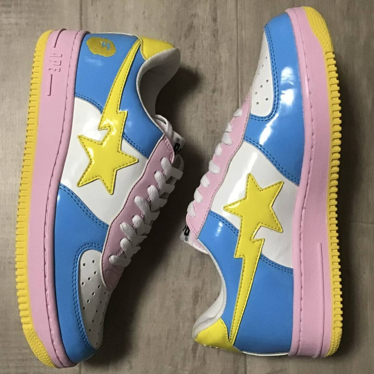靴 BAPESTA COTTON CANDY 6.5 US OG BAPE STA patent leather sneaker cotton candy multi NIGO A