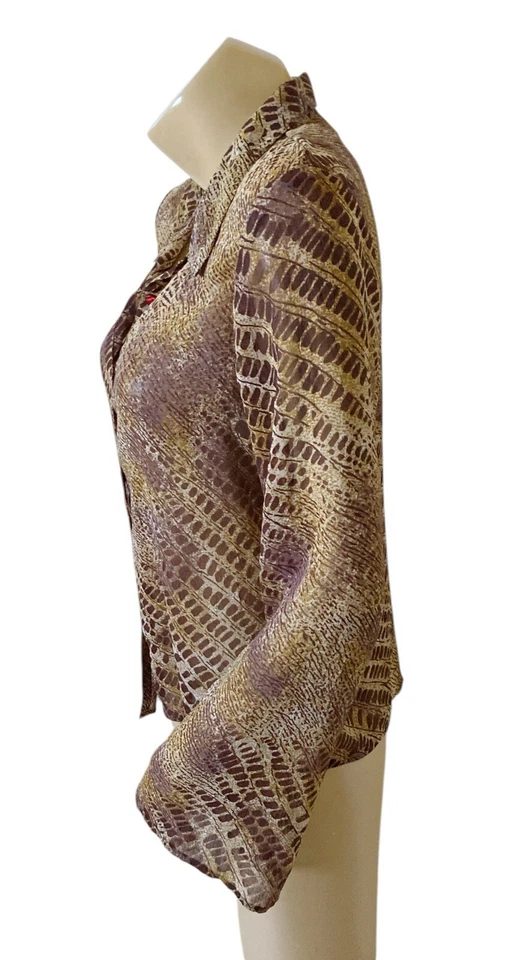 Camisa NEWPORT NEWS Mujer Talla 10 Estampado Animal Transparente Manga Larga Botón Delantero Foto 2 de 4