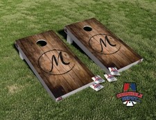 Custom Personalized Monogram Rustic Wood Cornhole Board Vinyl Wrap Skins Set