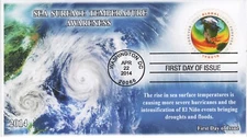 AO-4893-3, 2014, Sea Surface Temperatures, First Day Cover, Add-on Cachet, Stand