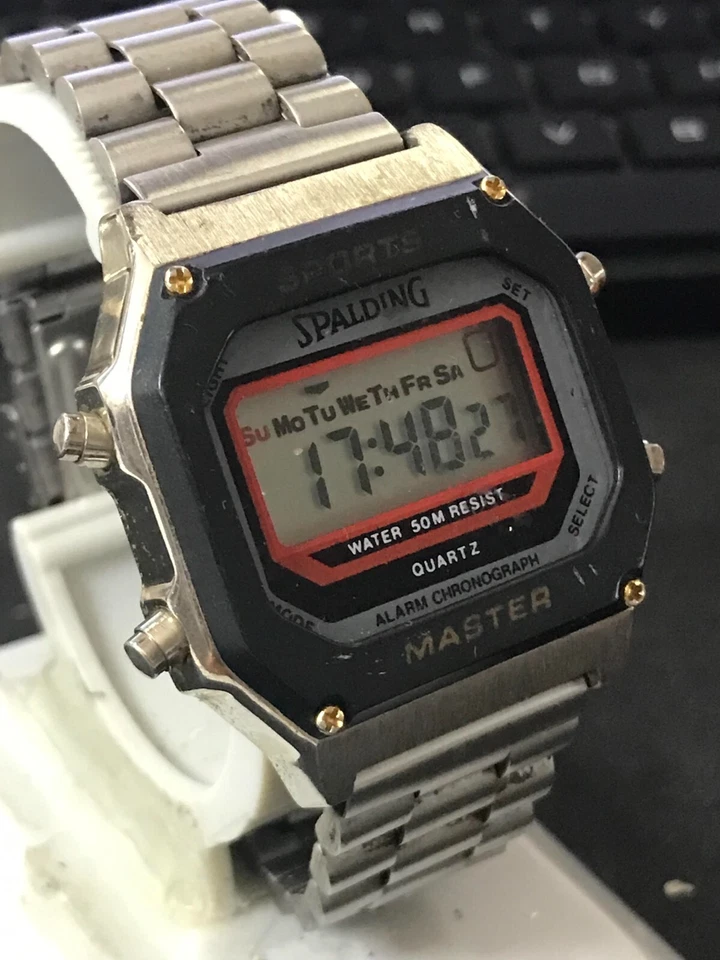 Reloj de cuarzo vintage Spalding 38MM alarma cronógrafo para hombre, batería nueva (#1812) Foto 2 de 4