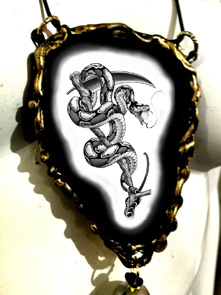 Joyería pagana collar serpiente mujer hombre colgante bruja gótica wicca encanto lariat Foto 2 de 4