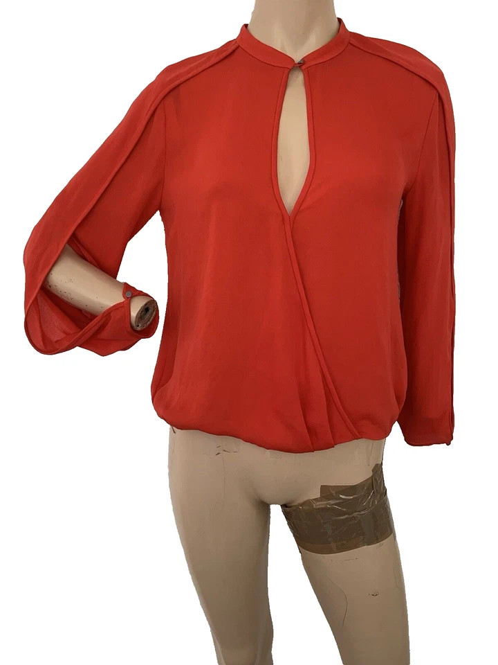 HALSTONHERITAGE красный легкий длинным рукавом блузка верхний Великобритании 6 США 2 ЕС 34 VGC РЕДКАЯ - Изображение 2 из 4