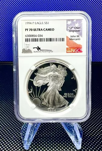 1994 P PROOF SILVER EAGLE PF 70 ULTRA CAMEO NGC MERCANTI  LOW POP 319 💎DIAMOND