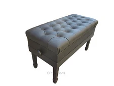 Duet GENUINE LEATHER Ebony High Polish Adjustable Piano Bench/Stool/Chair