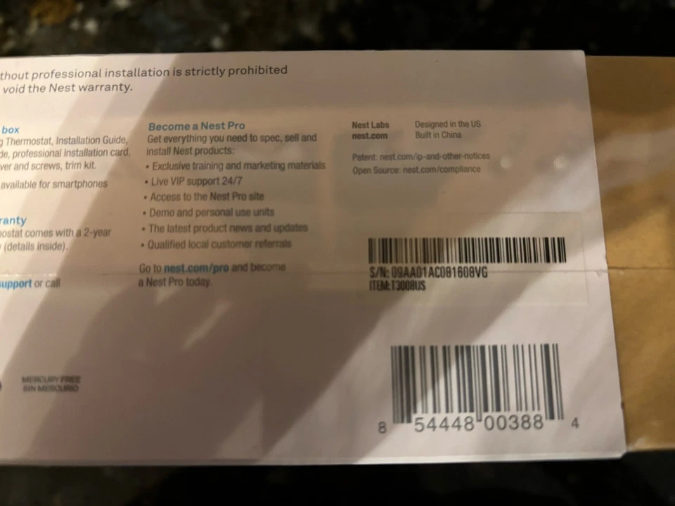 SEALED Google Nest 3rd Generation Learning Thermostat T3007ES Stainless Steel A+ - Image 2 of 4
