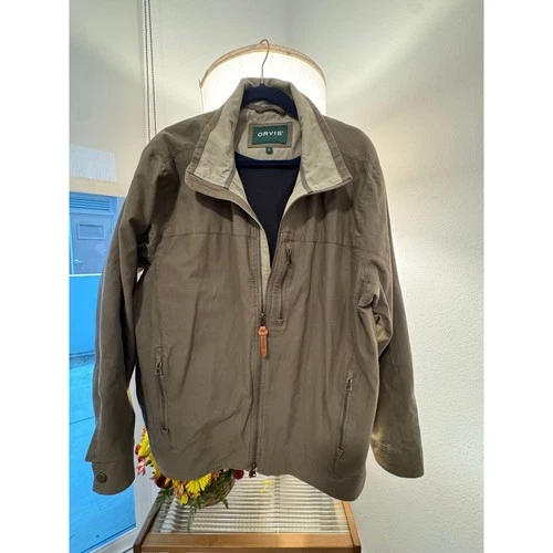 Orvis Briar Jacket Mens Large Khaki Bedford Cord Fleece Lined Full Zip Outdoor - product listing photo