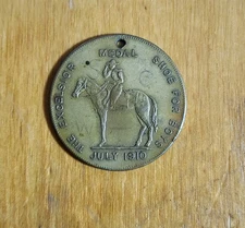 1910 THE EXCELSIOR SHOE FOR BOY SCOUTS GOOD LUCK MEDAL HEHINDUISM SWAZTIKA 1.25"