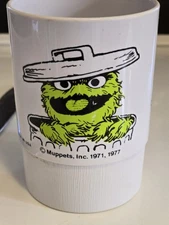 Vintage OSCAR Muppets Sesame Street Hard Plastic Stackable Cup 1971 1977 USA