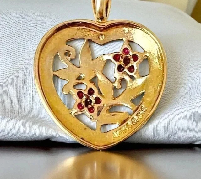 2.00Ct Round Cut Lab Created Ruby Women's  Heart Pendant 14k Yellow Gold Plated - Image 4 of 4