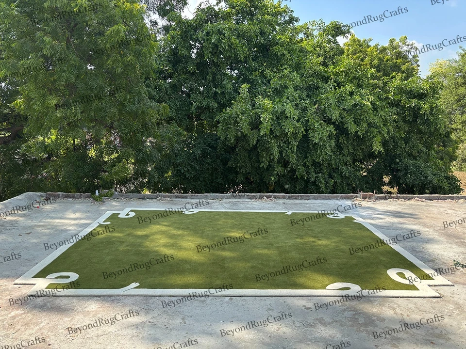 Hand-Tufted Wool Rug 9×12 ft - Nordic Knots Green Design, Handmade Area Rug 8x10 Foto 2 de 4