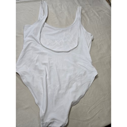 Bride One Piece Swimsuit White Pink Graphic Honeymoon Party XL Scoop Back - Afbeelding 3 van 4