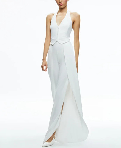Alice and Olivia Robin Wide Leg Halter Jumpsuit MSRP $550