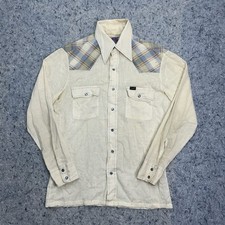 True Vintage 1970s Wrangler Pearl Snap Shirt Plaid Yoke USA Cowboy Western