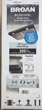 Broan BCSD130BL 30" Convertible 300-CFM Black Under Cabinet Range Hood 