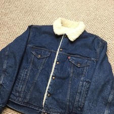 Vintage 80s Levis Jacket Mens 50 Blue Denim Sherpa Lined Trucker Made In USA