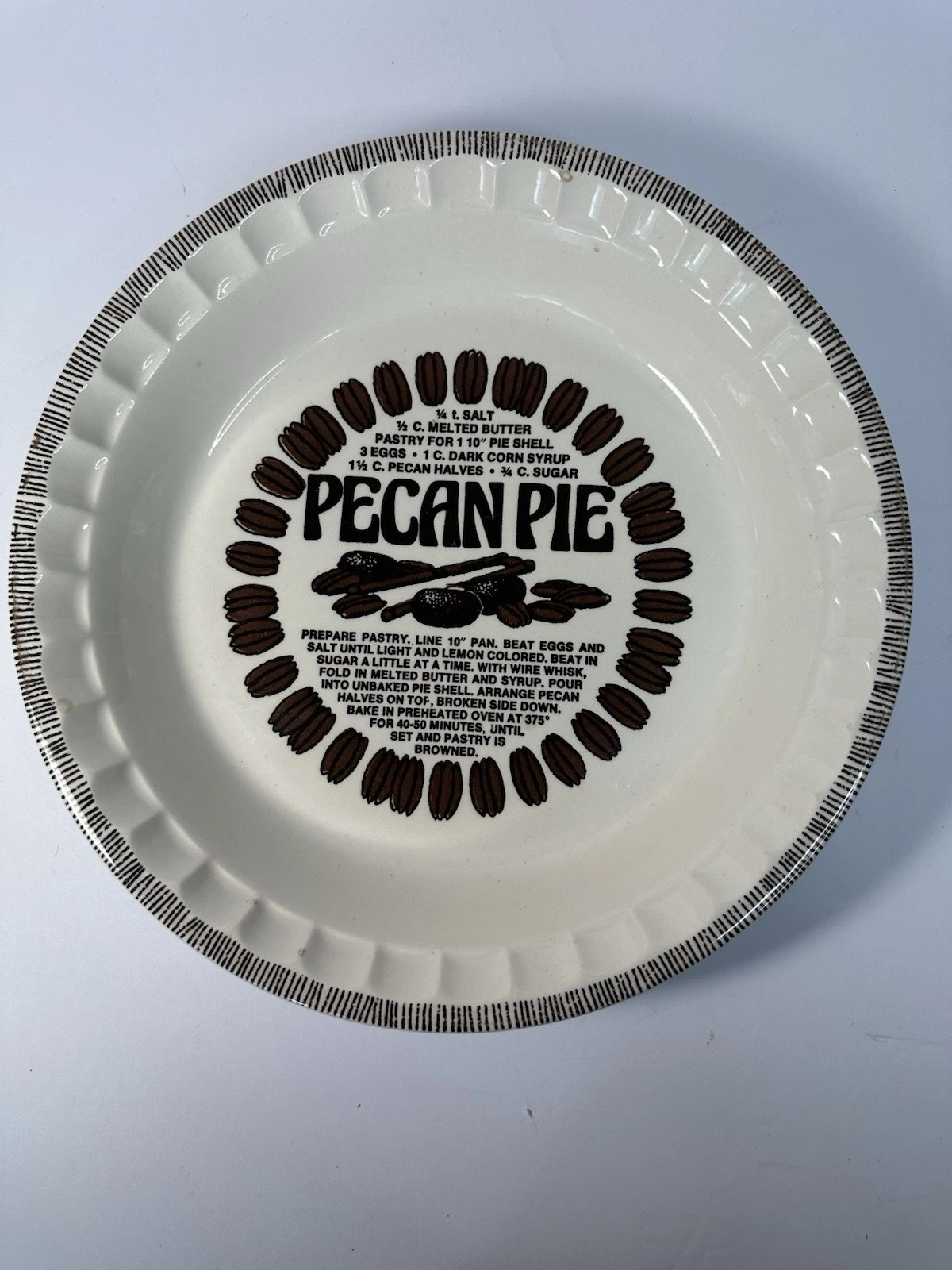 Royal China Jeannette Pecan Pie Recipe 10" Round Ceramic Pie Dish Vintage
Opens in a new window or t