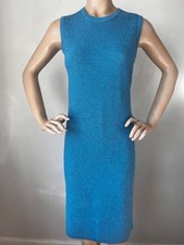 NWT St. John collection Blue Aquamarine knit Dress Women's Size L fits 10/12