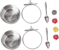 8Pcs Stainless Steel Parrot Feeding Bowls Design Bird Cage Appliances for Easy F