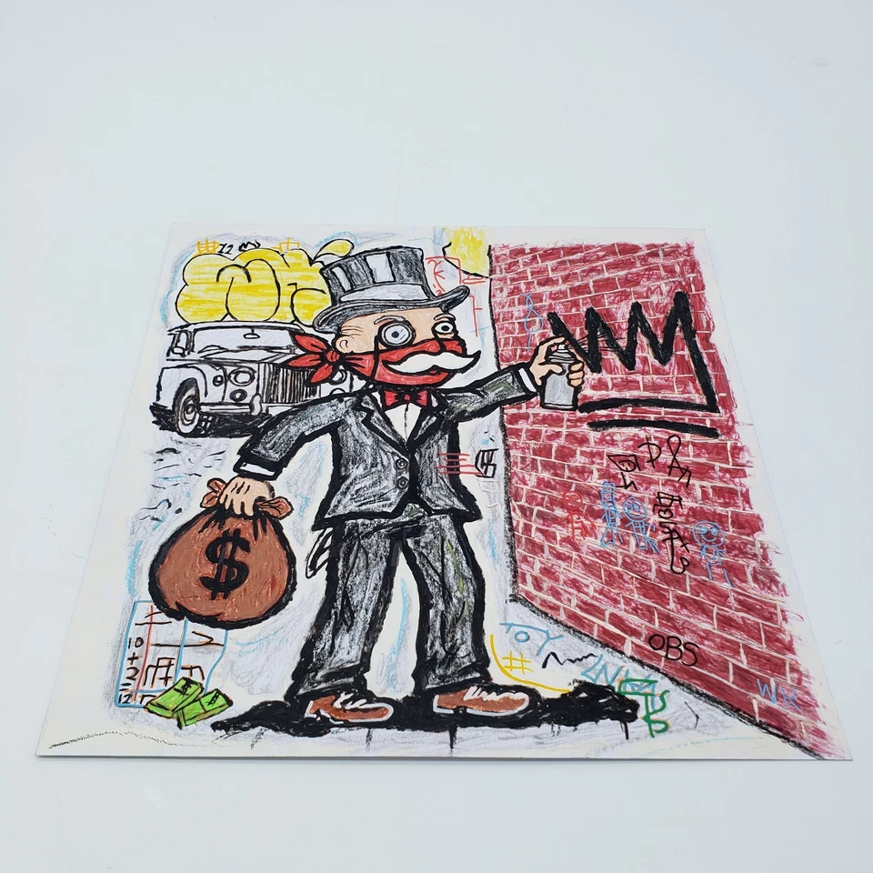 Papel 12”x12” No Alec Monopoly Mr Monopoly Graffiti Arte Pop $ Pintura Foto 3 de 4