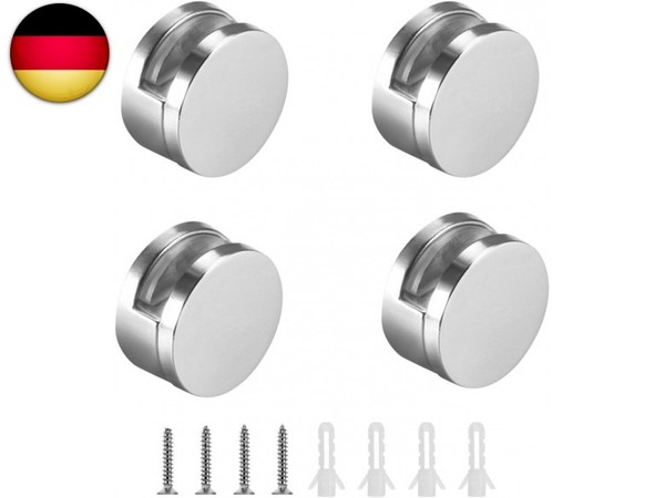 0XBIT Spiegelhalterung Wand, 4 StüCk Runde Spiegelhalter, Glasklemme,-image