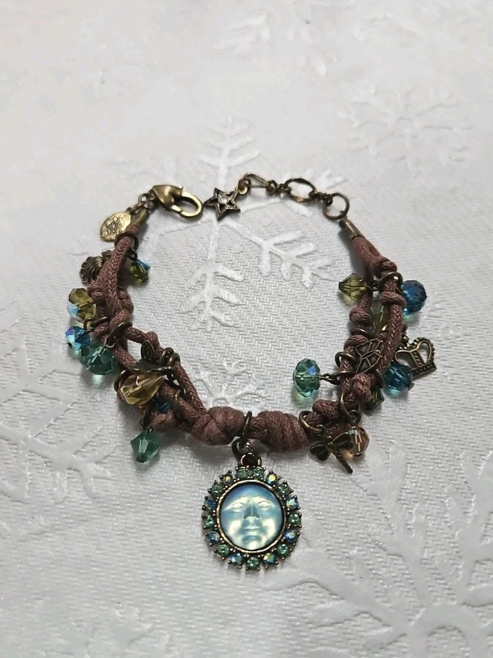 KIRKS FOLLY Ab Moon Face Cord Bracelet Signed - Image 3 of 4