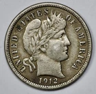 1912 Barber 10c Silver Dime