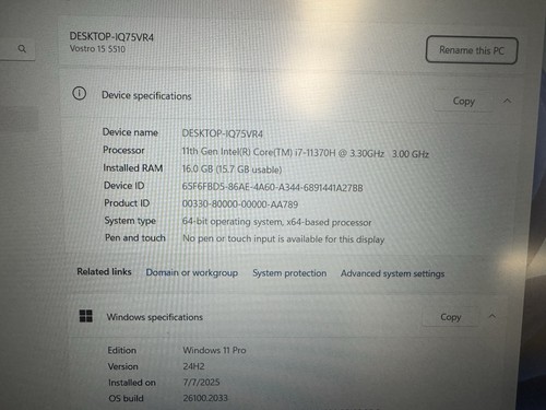 Dell Vostro 15 5510 15" FHD i7-11370H@3.4GHz 16GB Ram 512GB Win11Pro - Afbeelding 4 van 11