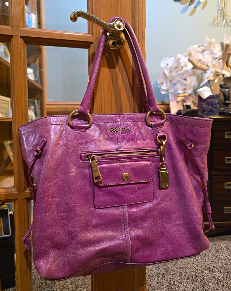 PRADA Leather Exterior Purple Bags & Handbags for Women for sale