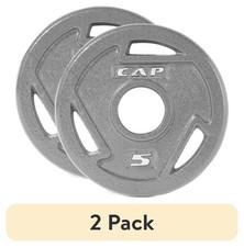2 pack CAP Barbell, 5lb 2 inch Olympic Grip Weight Plate, Grey