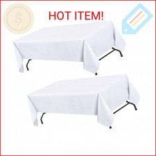 WEALUXE White Table Cloths for 6 Foot Rectangle Tables, 2-Pack, 60x102 inches, W