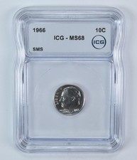 1966 Roosevelt Dime SMS MS68 ICG *6779