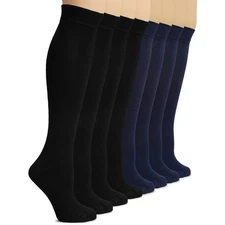 Hugh Ugoli Women Bamboo Knee High Socks, Size 5-8/8-11, 4 Pairs