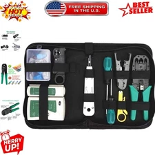 11-in-1 Portable Network Tool Kit: Ethernet Crimper & Cable Tester Included