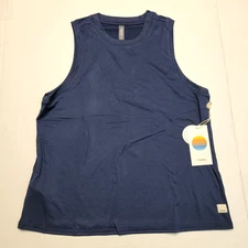 New $54 VUORI Energy Top Long Tank Women's MEDIUM M Yoga Blue Coast Sleeveless